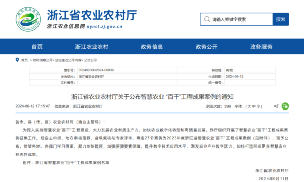 2023年度浙江省智慧農(nóng)業(yè)“百千”工程成果案例公布！托普云農(nóng)4大案例成功入選